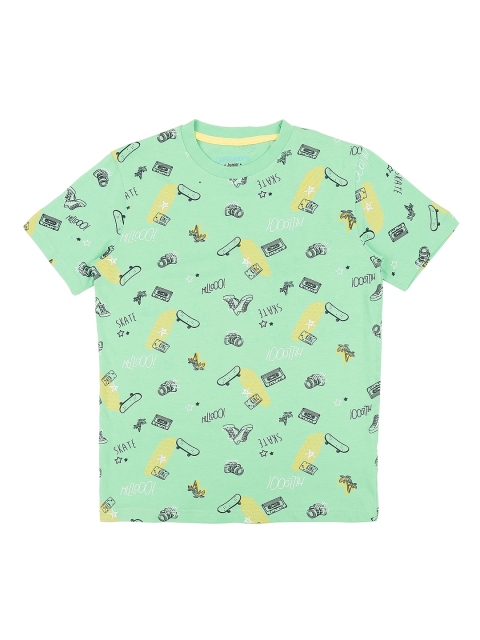 

Pantaloons Junior Boys Green & Yellow Printed Round Neck T-shirt