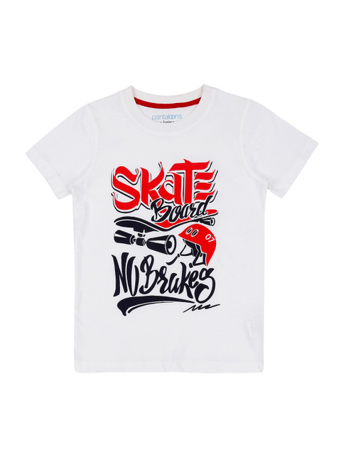 

Pantaloons Junior Boys White & Red Printed Round Neck T-shirt