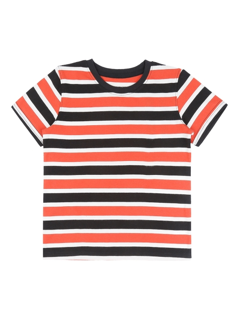 

Pantaloons Junior Boys Red & Black Striped Round Neck T-shirt