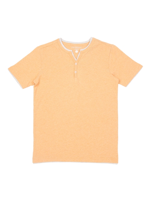 

Pantaloons Junior Boys Orange Solid Henley Neck Pure Cotton T-shirt