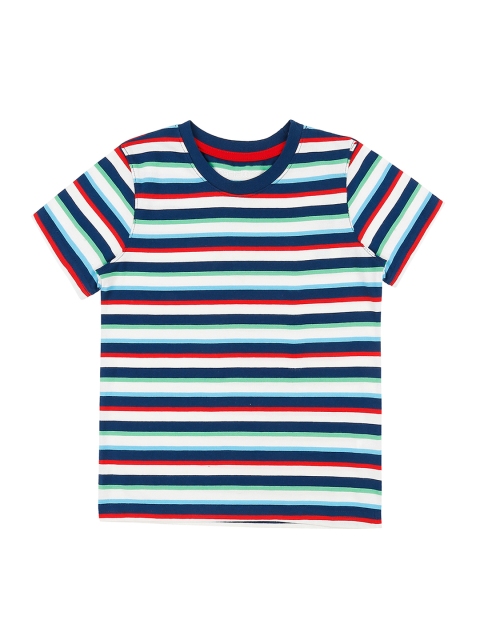 

Pantaloons Junior Boys White & Navy Blue Striped Round Neck T-shirt