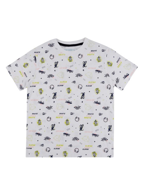 

Pantaloons Junior Boys White Printed Round Neck T-shirt