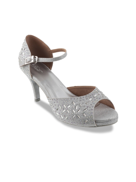 

Mochi Women Silver-Toned Embellished Stilettos