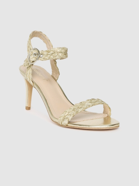 

DressBerry Women Gold-Toned Textured Sandals