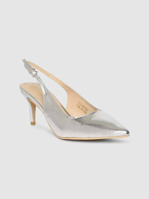 

DressBerry Women Silver-Toned Solid Heels