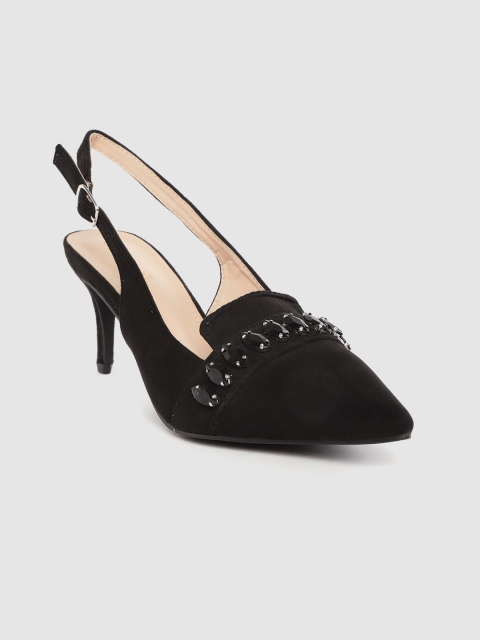 

DressBerry Women Black Stone Studded Detail Pumps