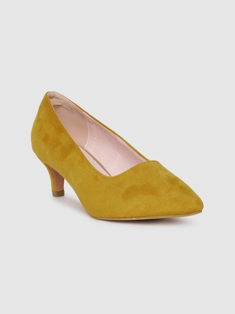 

her by invictus Women Mustard Yellow Solid Pumps