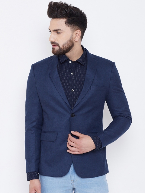 

Canary London Men Navy Blue Solid Slim-Fit Single-Breasted Blazer