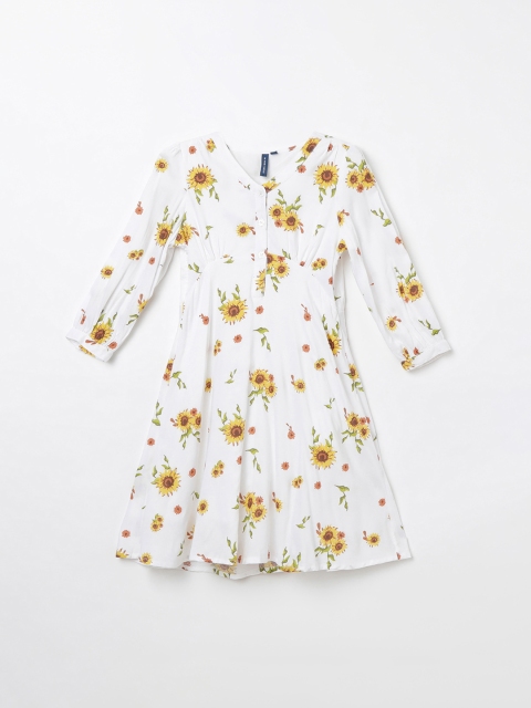 

Fame Forever by Lifestyle Girls White Printed Fit and Flare Dress