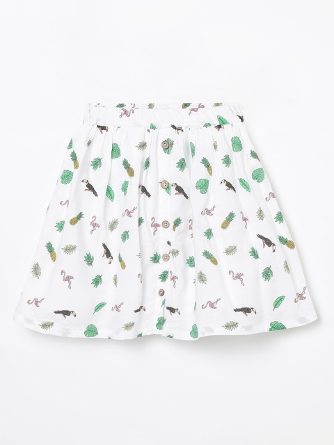 

Fame Forever by Lifestyle Girls White & Green Printed A-Line Skirt
