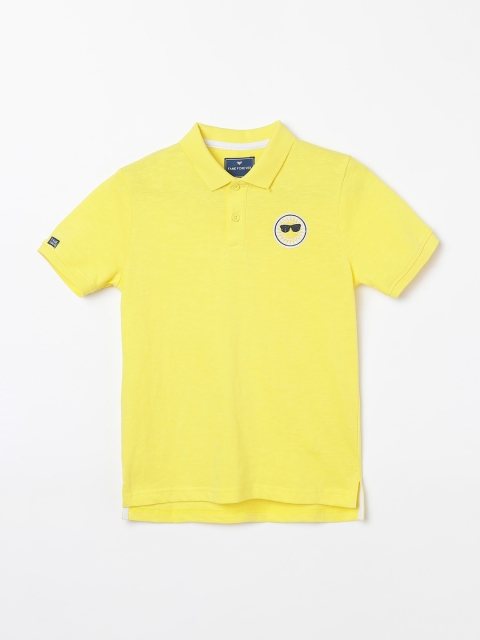 

Fame Forever by Lifestyle Boys Yellow Solid Polo Collar T-shirt