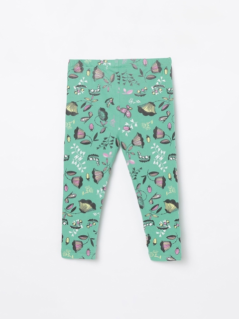 

Juniors by Lifestyle Girls Green & Pink Printed Ankle-Length Leggings