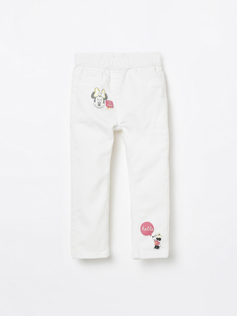 

Juniors by Lifestyle Girls White Minnie Printed Slim Fit Mid-Rise Clean Look Jeans