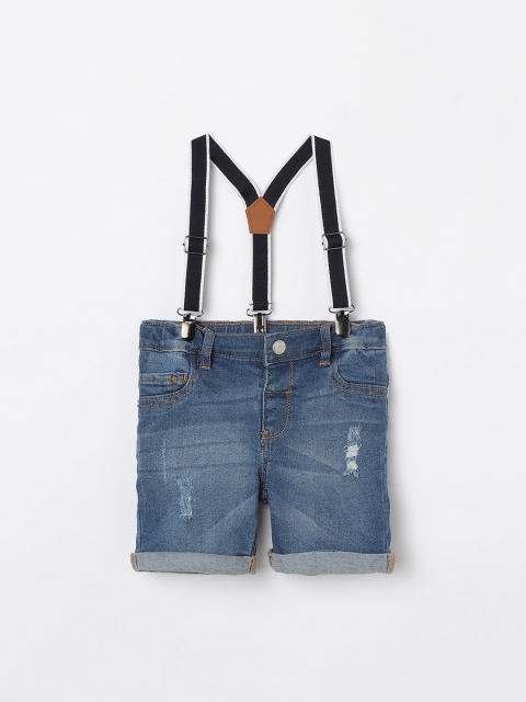 

Juniors by Lifestyle Boys Blue Washed Slim Fit Denim Shorts with Suspender