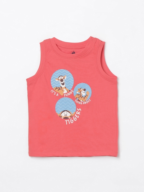 

Juniors by Lifestyle Boys Coral Pink Tigger Printed Round Neck T-shirt