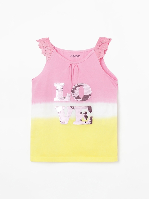 

Juniors by Lifestyle Girls Yellow Tie & Dye Pure Cotton Top