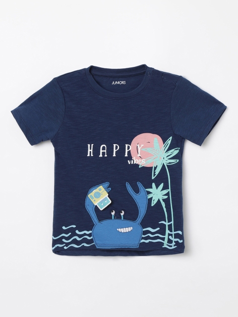 

Juniors by Lifestyle Boys Navy Blue Printed Round Neck T-shirt