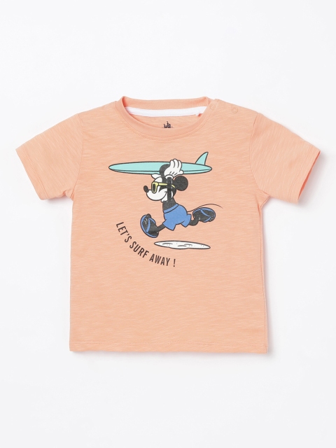 

Juniors by Lifestyle Boys Orange Mickey Mouse Printed Round Neck T-shirt