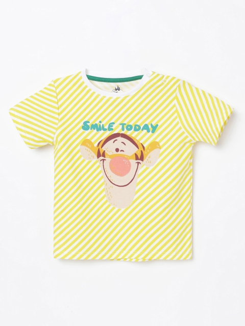 

Juniors by Lifestyle Infant Yellow & White Striped Round Neck T-shirt