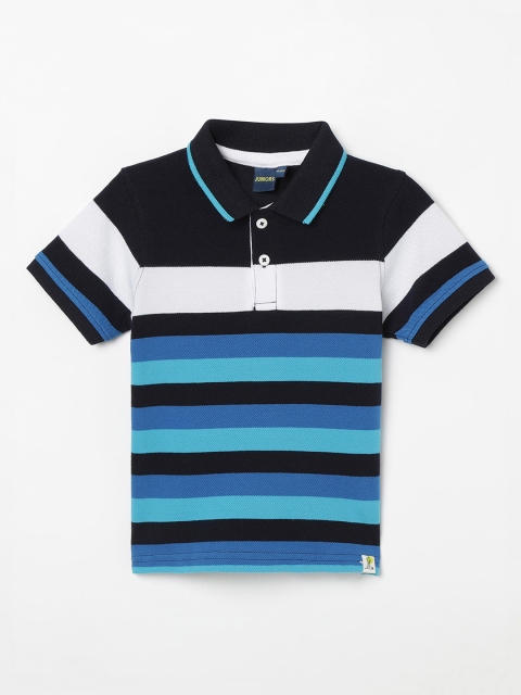 

Juniors by Lifestyle Boys Black & Blue Striped Polo Collar T-shirt