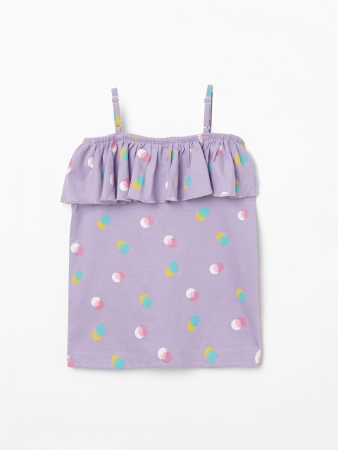 

Juniors by Lifestyle Girls Lavender Geometric Print Pure Cotton Top
