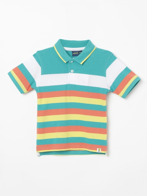 

Juniors by Lifestyle Boys Sea Green & Yellow Striped Polo Collar T-shirt