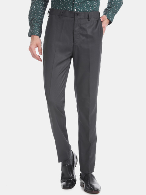 

Excalibur Men Charcoal Grey Slim Fit Solid Formal Trousers
