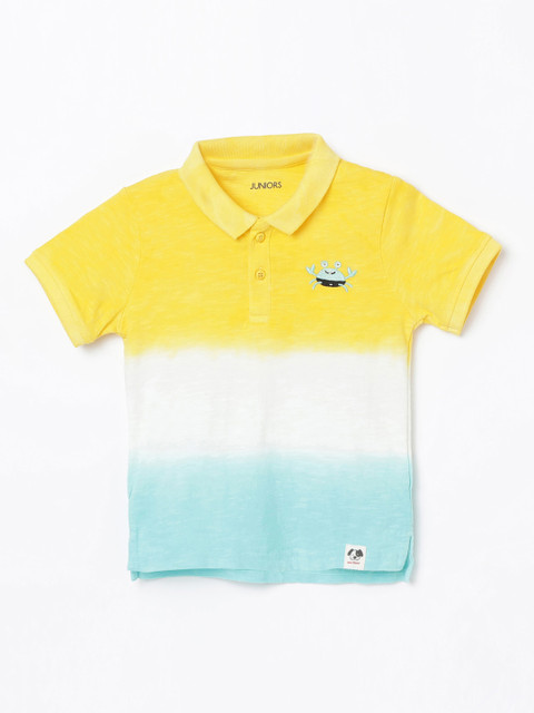 

Juniors by Lifestyle Boys Yellow & White Ombre Dyed Polo Collar T-shirt