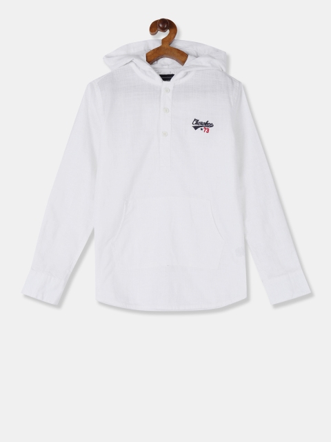

Cherokee Boys White Solid Hooded Casual Shirt