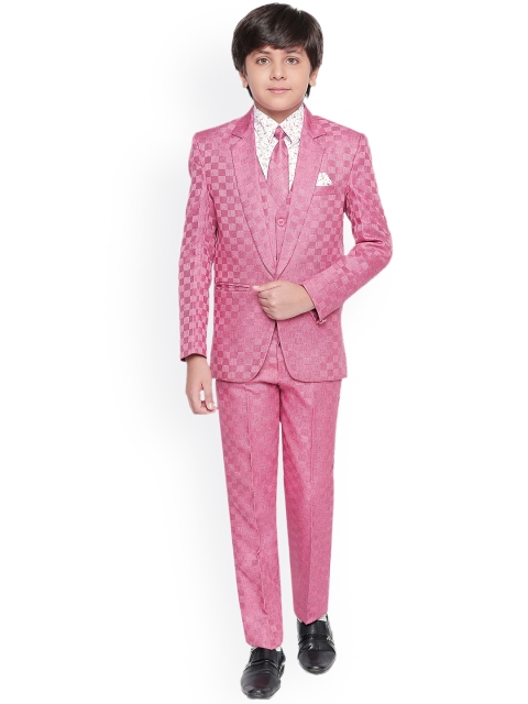 

Jeetethnics Boys Pink Self Design 5 Piece Suit