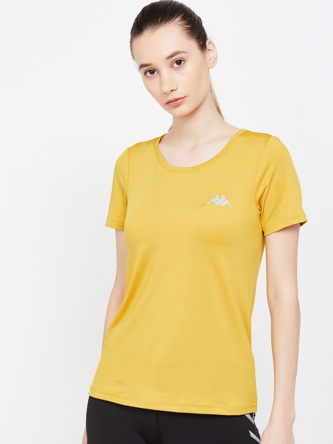 

Kappa Women Mustard Yellow Solid Round Neck T-shirt