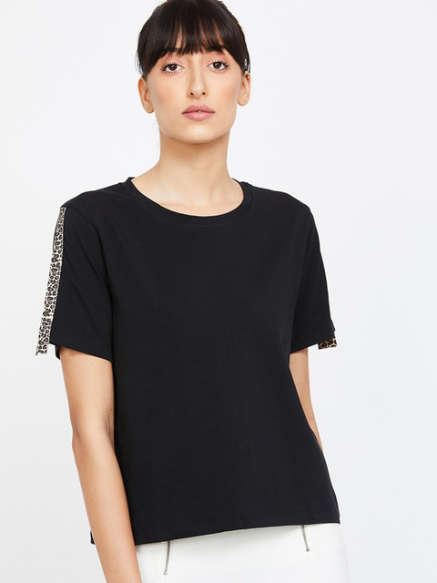 

Kappa Women Black Solid Round Neck T-shirt