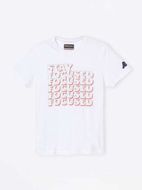 

Kappa Boys White & Orange Printed Round Neck T-shirt