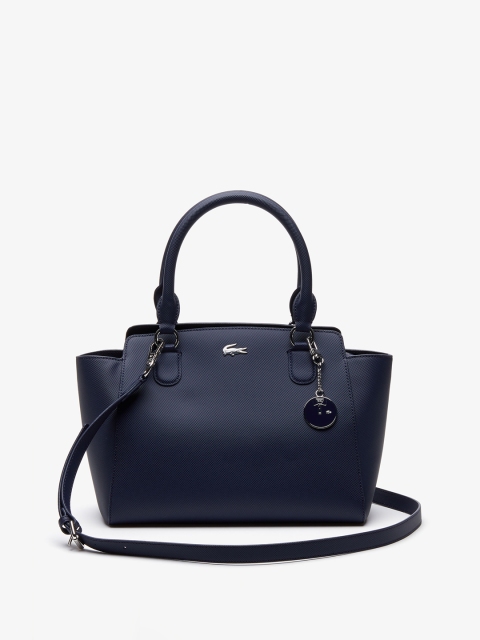 

Lacoste Blue Solid Daily Classic Gusseted Coated Piqu Canvas Tote
