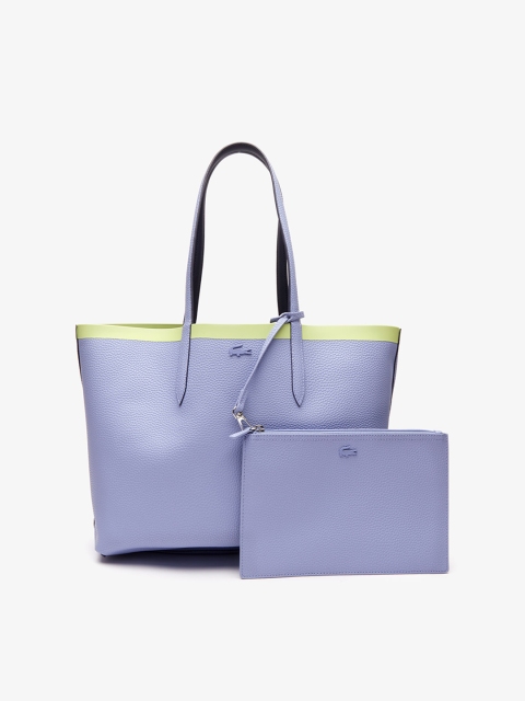 

Lacoste Women Anna Reversible Contrast Band Coated Canvas Tote Solid Shoulder Bag, Lavender