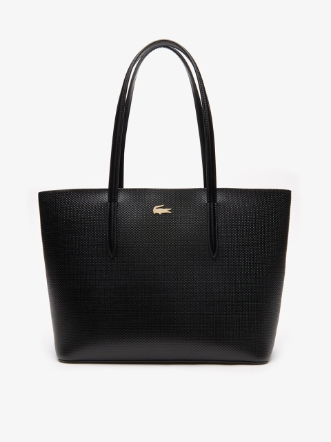 

Lacoste Women Black Chantaco Piqu Leather Zip Tote Solid Shoulder Bag