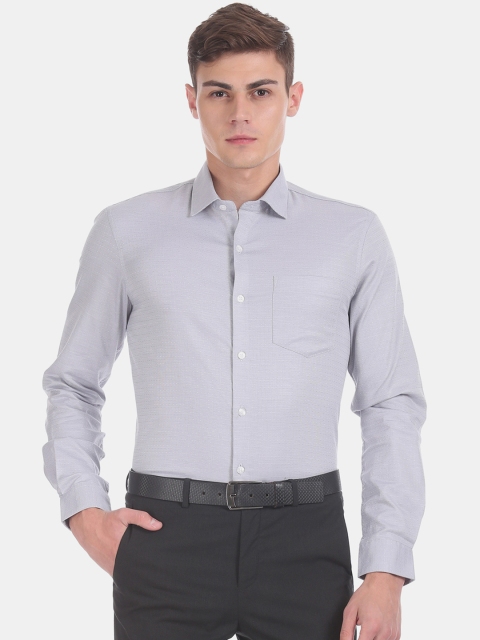 

Excalibur Men Grey Classic Slim Fit Self Design Formal Shirt