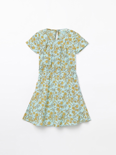 

Bossini Girls Blue & Mustard Yellow Printed Fit and Flare Dress