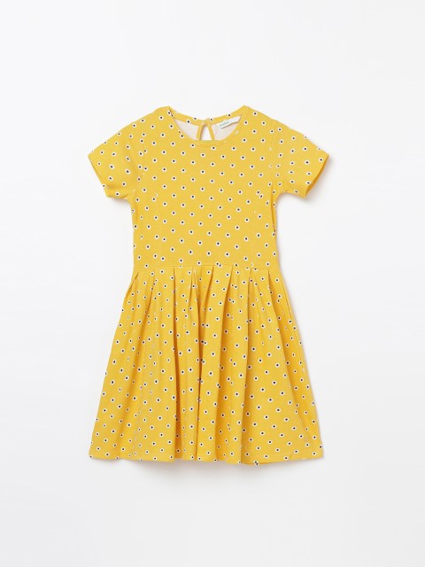 

Bossini Girls Yellow & Black Printed Fit and Flare Dress