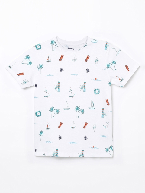 

Bossini Boys White Printed Round Neck T-shirt