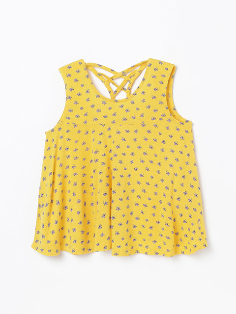 

Bossini Girls Yellow & Beige Printed A-Line Top
