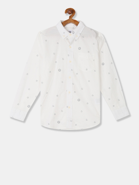 

GAP Boys White Yarn Dye Smiley Print Poplin Shirt