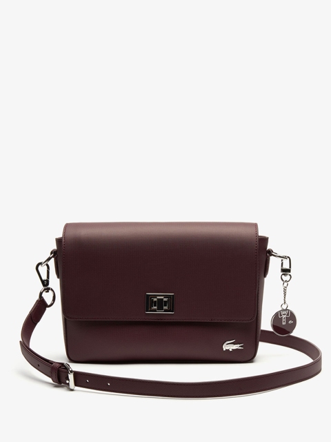 

Lacoste Women Burgundy Daily Classic Coated Piqu Canvas Clasp Shoulder Bag