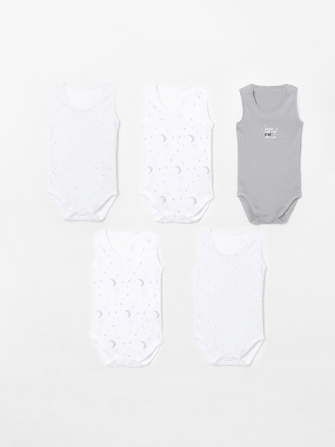 

Juniors by Lifestyle Infant Girls Pack of 5 Printed Bodysuits, White