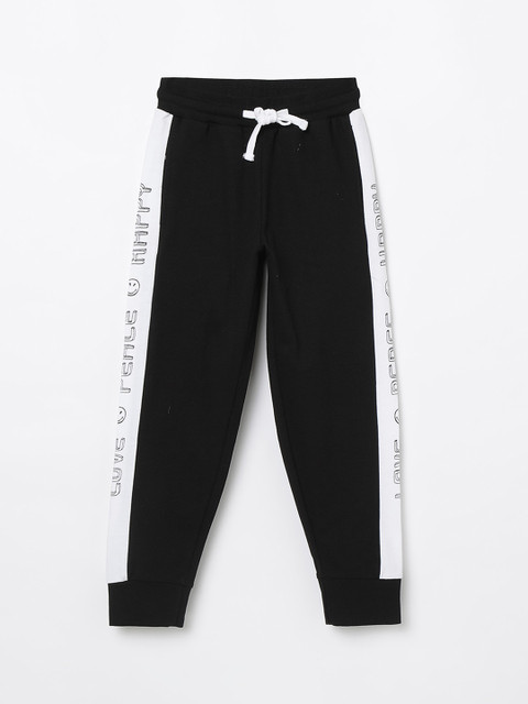 

Smiley World Girls Black & White Solid Joggers