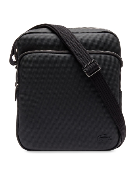 

Lacoste Men Black Textured Messenger Bag