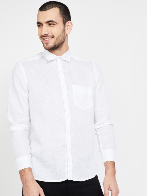 

CODE by Lifestyle Men White Regular Fit Solid Linen Casual Shirt