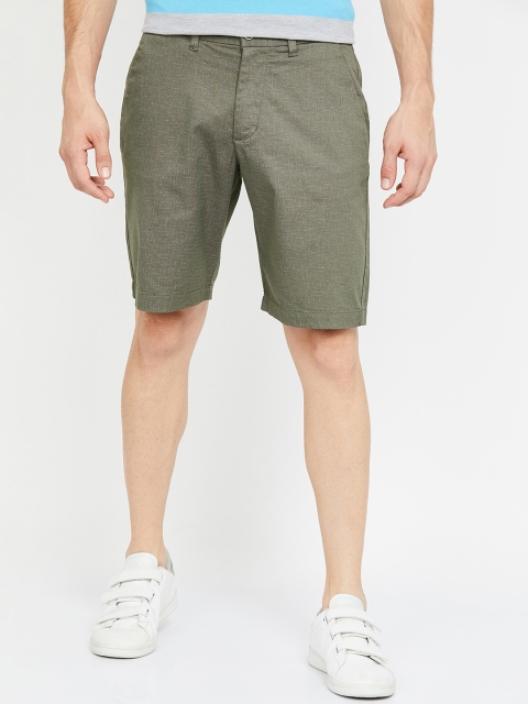 

CODE by Lifestyle Men Olive Green Solid Regular Shorts