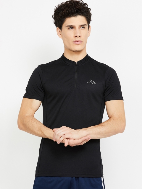 

Kappa Men Black Solid Mandarin Collar T-shirt