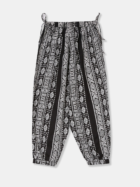 

Cherokee Girls Black & White Regular Fit Printed Drop Crotch Trousers